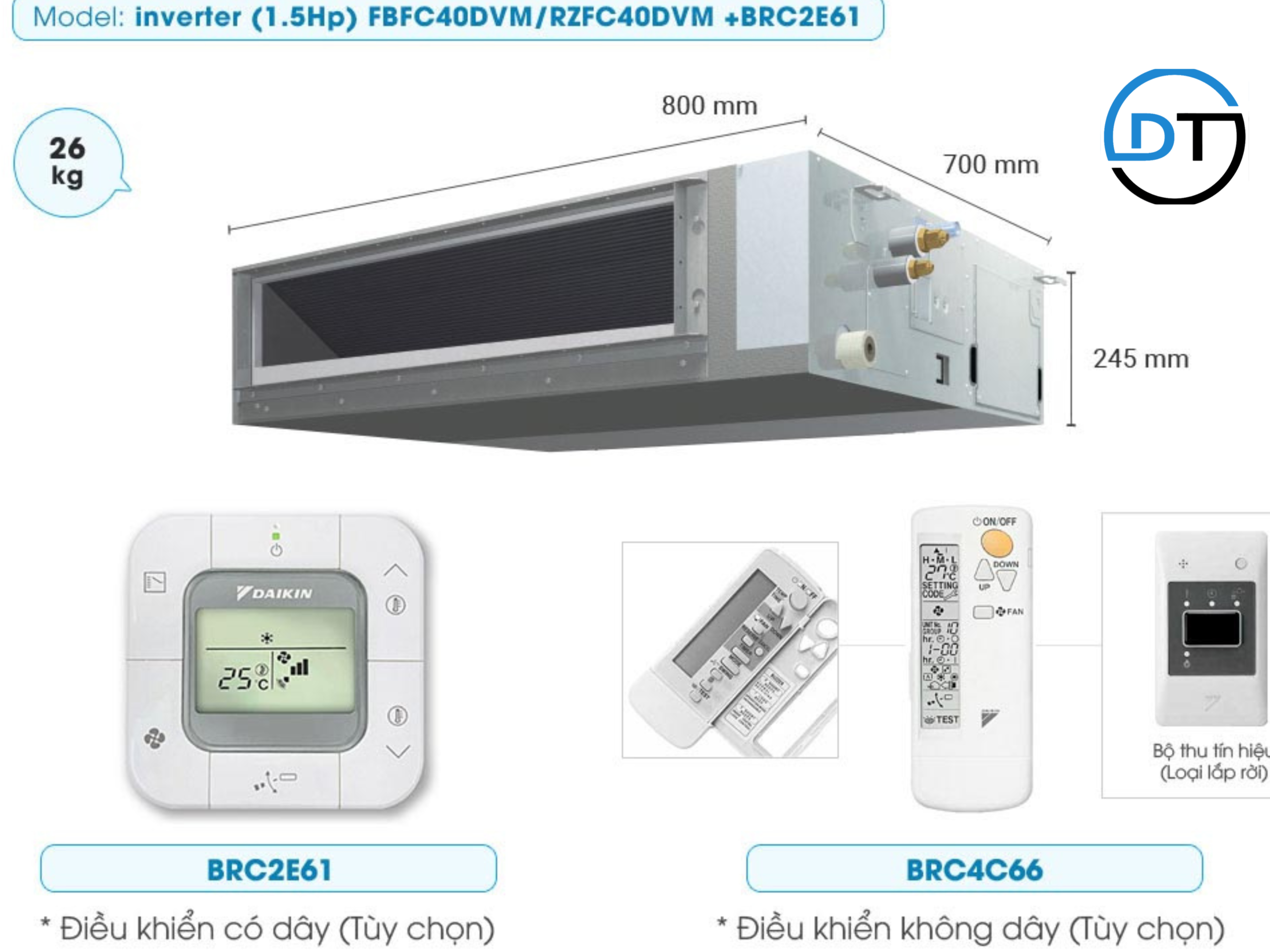 Máy lạnh âm trần nối ống gió daikin